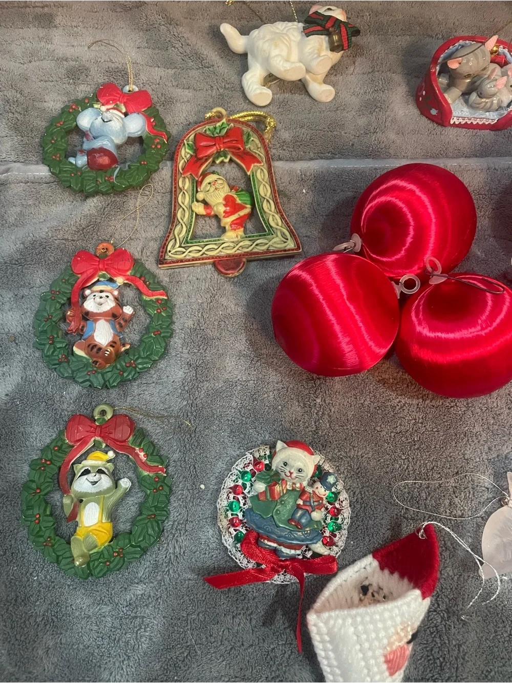 Vintage Christmas Ornaments Silk And Plastic Ketchy Lot